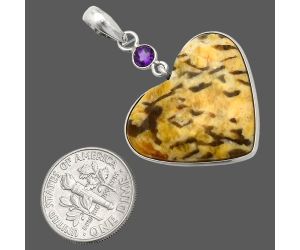 Heart - Septarian - Dragon Stone and Amethyst Pendant SDP150170 P-1098, 23x26 mm