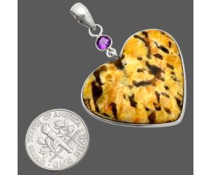 Heart - Septarian - Dragon Stone and Amethyst Pendant SDP150176 P-1098, 27x30 mm