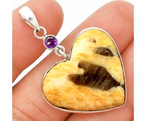Heart - Septarian - Dragon Stone and Amethyst Pendant SDP150184 P-1098, 26x28 mm