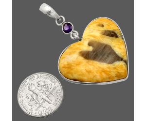 Heart - Septarian - Dragon Stone and Amethyst Pendant SDP150184 P-1098, 26x28 mm