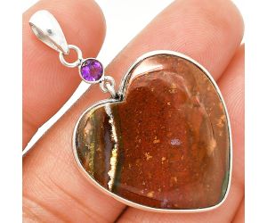 Heart - Texas Moss Agate and Amethyst Pendant SDP150192 P-1098, 27x28 mm
