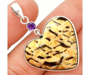Heart - Septarian - Dragon Stone and Amethyst Pendant SDP150193 P-1098, 25x27 mm