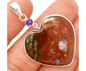 Heart - Texas Moss Agate and Amethyst Pendant SDP150198 P-1098, 28x28 mm