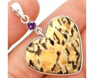 Heart - Septarian - Dragon Stone and Amethyst Pendant SDP150205 P-1098, 26x29 mm