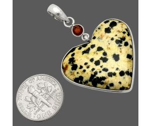 Heart - Dalmatian and Garnet Pendant SDP150212 P-1098, 26x28 mm