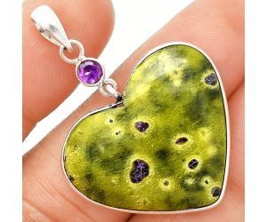 Heart - Stichtite and Amethyst Pendant SDP150214 P-1098, 26x30 mm