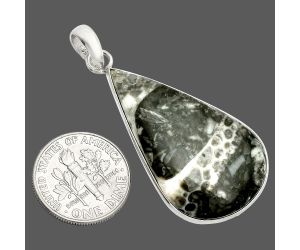 Mexican Cabbing Fossil Pendant SDP150311 P-1001, 24x34 mm