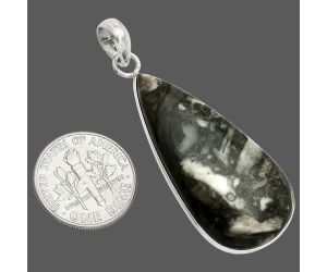 Mexican Cabbing Fossil Pendant SDP150401 P-1001, 18x37 mm