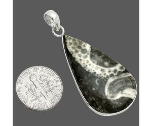Mexican Cabbing Fossil Pendant SDP150407 P-1001, 20x36 mm