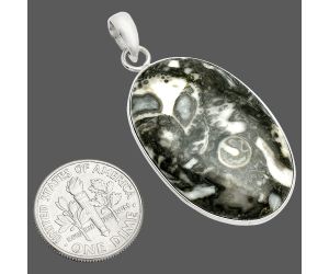 Mexican Cabbing Fossil Pendant SDP150433 P-1001, 21x32 mm