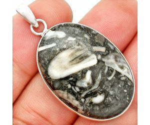 Mexican Cabbing Fossil Pendant SDP150436 P-1001, 22x32 mm