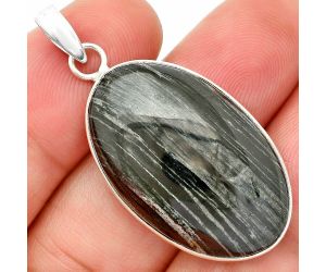 Silver Leaf Obsidian Pendant SDP150447 P-1001, 19x31 mm
