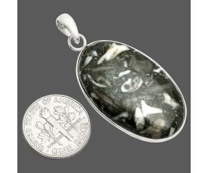 Mexican Cabbing Fossil Pendant SDP150453 P-1001, 20x33 mm