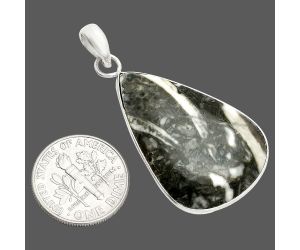 Mexican Cabbing Fossil Pendant SDP150465 P-1001, 21x32 mm