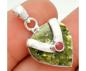 Serpentine and Ruby Pendant SDP150717 P-1735, 15x17 mm