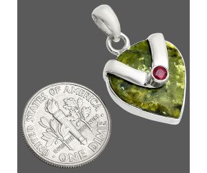 Serpentine and Ruby Pendant SDP150717 P-1735, 15x17 mm