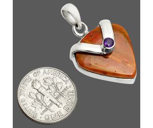 Red Moss Agate and Amethyst Pendant SDP150724 P-1735, 18x19 mm