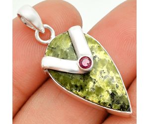 Serpentine and Ruby Pendant SDP150749 P-1735, 13x25 mm
