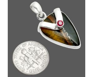 Blue Tiger Eye and Ruby Pendant SDP150806 P-1735, 15x21 mm