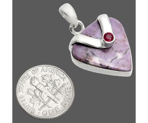 Lavender Jade and Ruby Pendant SDP150812 P-1735, 19x19 mm