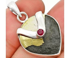 Apache Gold Healer's Gold and Ruby Pendant SDP150838 P-1735, 18x20 mm
