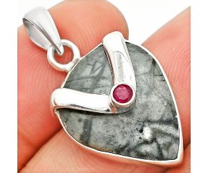 Picasso Jasper and Ruby Pendant SDP150853 P-1735, 17x20 mm