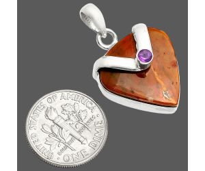 Red Mookaite and Amethyst Pendant SDP150860 P-1735, 18x19 mm