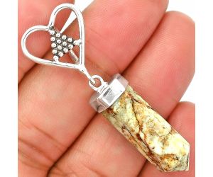 Heart Point - Authentic White Buffalo Turquoise Nevada Pendant SDP150874 P-1721, 8x25 mm