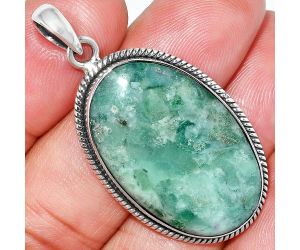 Green Lace Agate Pendant SDP151366 P-1068, 19x30 mm