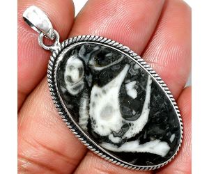 Mexican Cabbing Fossil Pendant SDP151410 P-1068, 19x33 mm