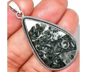 Mexican Cabbing Fossil Pendant SDP151433 P-1068, 23x38 mm