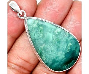 Green Lace Agate Pendant SDP151522 P-1124, 21x35 mm
