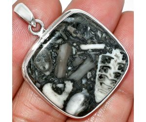 Mexican Cabbing Fossil Pendant SDP151570 P-1124, 26x27 mm