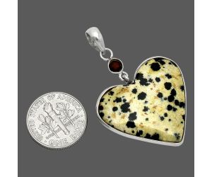 Heart - Dalmatian and Garnet Pendant SDP151602 P-1098, 26x28 mm