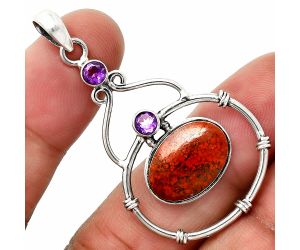 Red Moss Agate and Amethyst Pendant SDP151603 P-1075, 11x16 mm