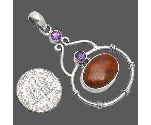 Red Moss Agate and Amethyst Pendant SDP151603 P-1075, 11x16 mm