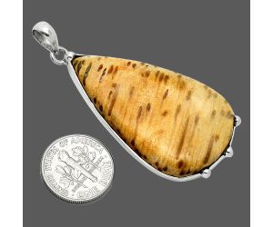 Palm Root Fossil Agate Pendant SDP151677 P-1349, 26x44 mm