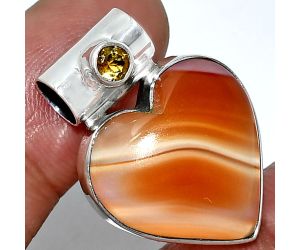 Heart - Lake Superior Agate and Citrine Pendant SDP151714 P-1300, 19x20 mm