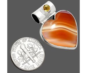 Heart - Lake Superior Agate and Citrine Pendant SDP151714 P-1300, 19x20 mm