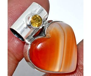 Heart - Lake Superior Agate and Citrine Pendant SDP151717 P-1300, 17x17 mm