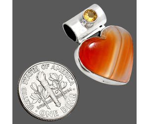 Heart - Lake Superior Agate and Citrine Pendant SDP151717 P-1300, 17x17 mm