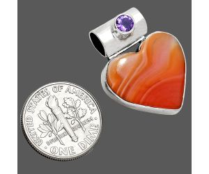 Heart - Lake Superior Agate and Amethyst Pendant SDP151722 P-1300, 18x19 mm