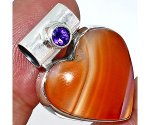 Heart - Lake Superior Agate and Amethyst Pendant SDP151737 P-1300, 19x19 mm