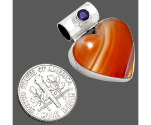 Heart - Lake Superior Agate and Amethyst Pendant SDP151737 P-1300, 19x19 mm