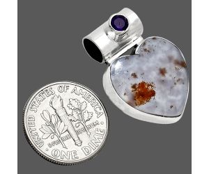 Heart - Robinson Ranch Plume Agate and Amethyst Pendant SDP151758 P-1300, 17x17 mm