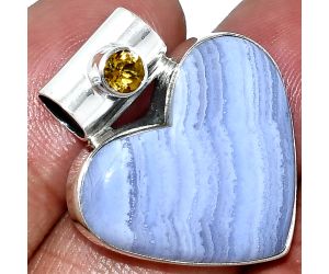 Heart - Blue Lace Agate and Citrine Pendant SDP151773 P-1300, 21x24 mm