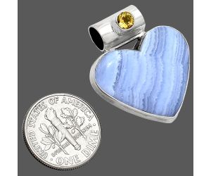 Heart - Blue Lace Agate and Citrine Pendant SDP151773 P-1300, 21x24 mm