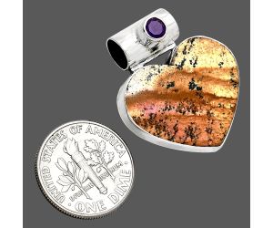 Heart - Picture Jasper and Amethyst Pendant SDP151777 P-1300, 20x23 mm