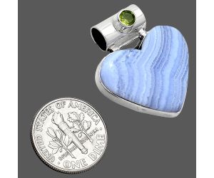 Heart - Blue Lace Agate and Peridot Pendant SDP151781 P-1300, 21x23 mm