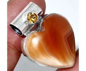 Heart - Lake Superior Agate and Citrine Pendant SDP151785 P-1300, 20x21 mm